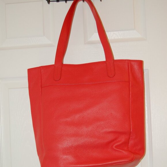 Fossil Pebble Leather Salmon Colored Tote Purse  Good Preowned Condition - Picture 1 of 14